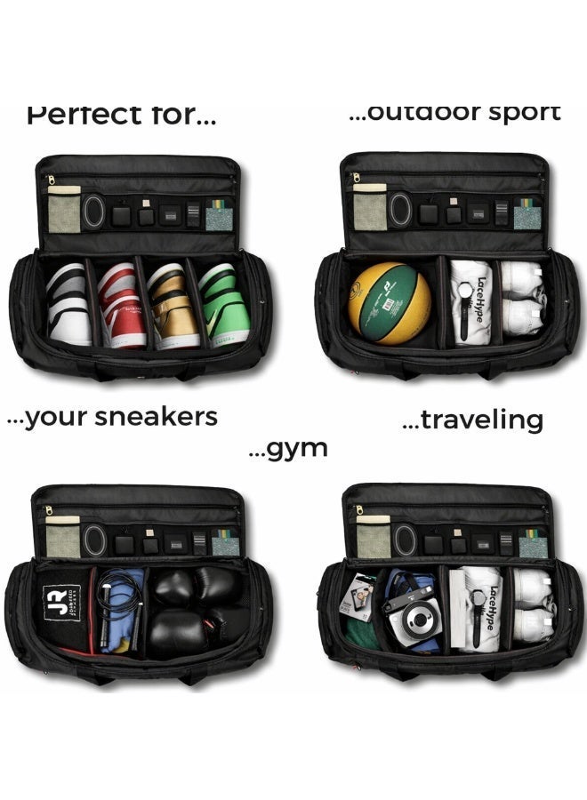 Sneakkool Sneaker Travel Bag for 4 Pairs Shoes with Adjustable Dividers | Shoe Organizer Duffel with Gadget Compartment | Ideal for Sneakers, Sports & Travel - Image 2